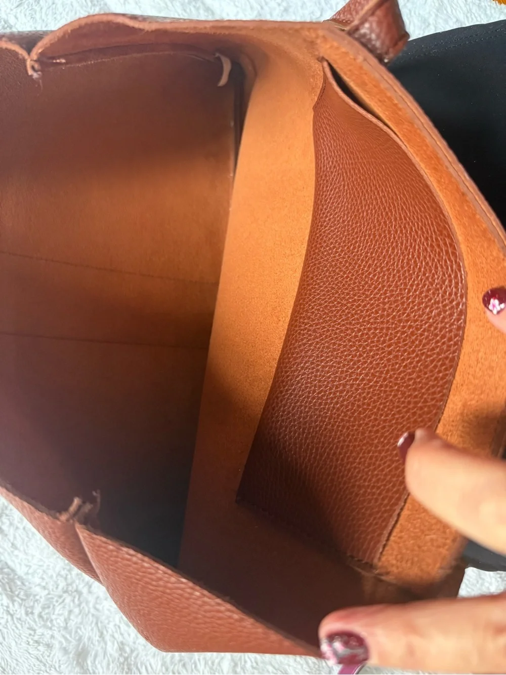 Vince Camuto leather/suede brown/blck Tote Bag